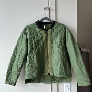Free people army green quilted jacket